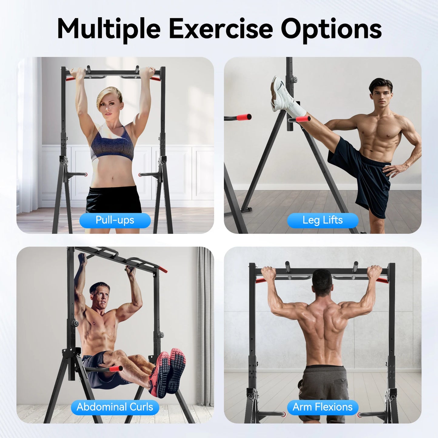 Foldable Adjustable Pull Up Bar For Home Gym 200kg Capacity - Alice's Wellness Hub