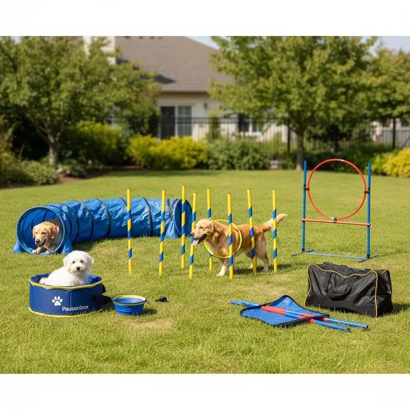 Dog Agility Training Equipment Set With Tunnel Poles