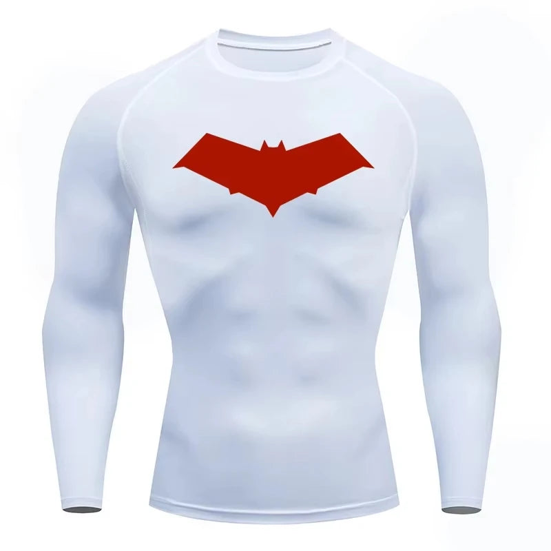 Bat Print Quick Dry Compression Rash Guard Unisex Top