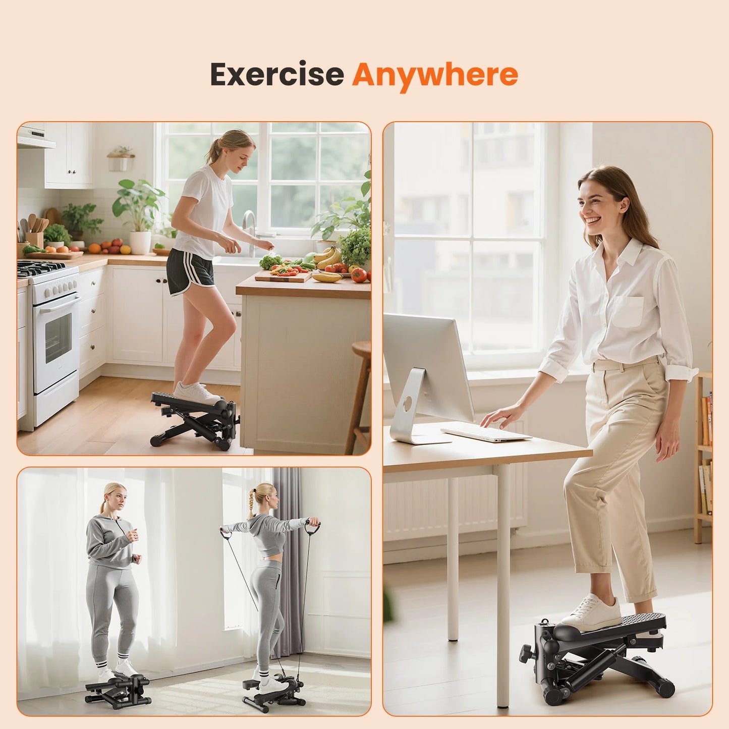 Mini Stepper With Resistance Bands 300 Lbs Capacity - Alice's Wellness Hub