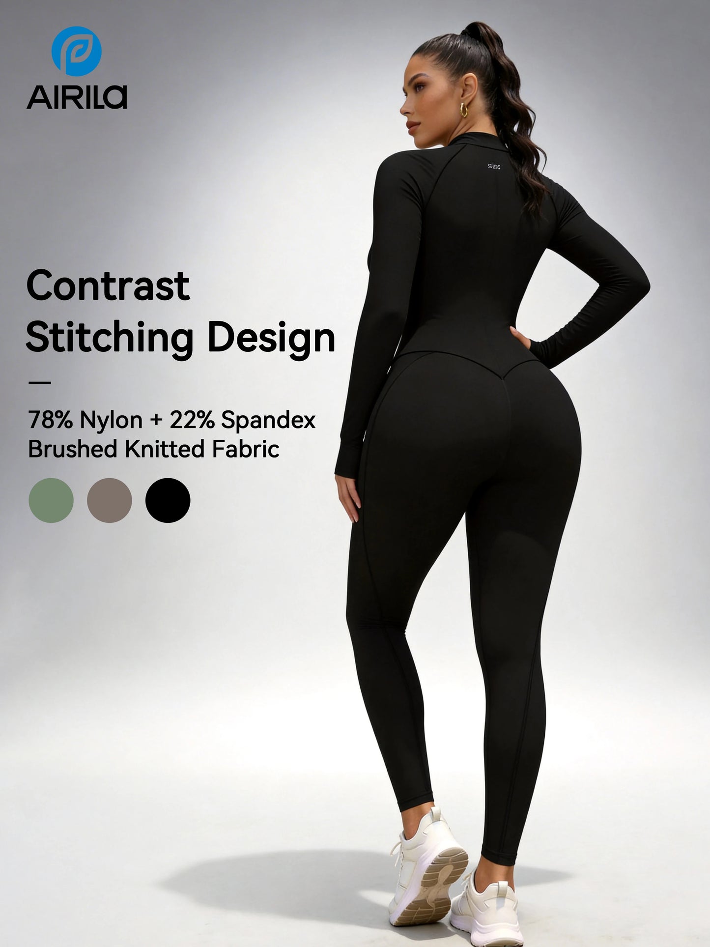 Women Zip Front Long Sleeve Yoga And Pilates Jumpsuit