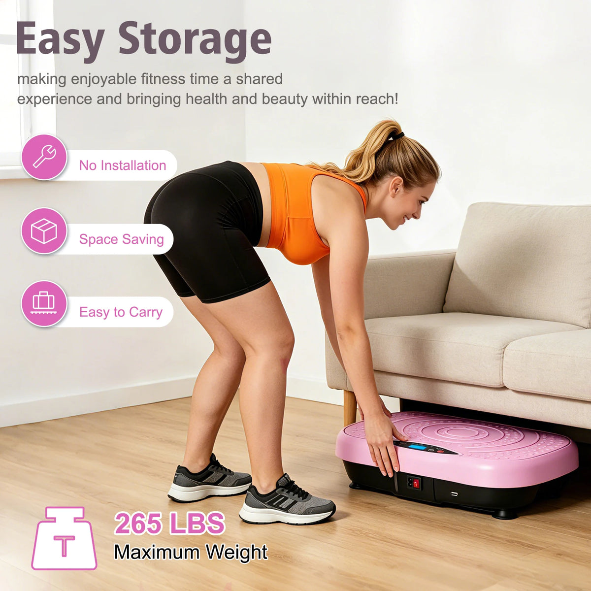 Portable Vibration Plate Exercise Machine With Bluetooth And Resistance Bands