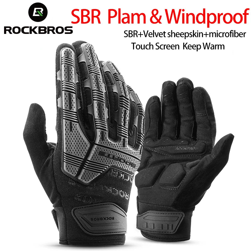 ROCKBROS Thermal Cycling Gloves Windproof Shockproof Touch Screen Full Finger
