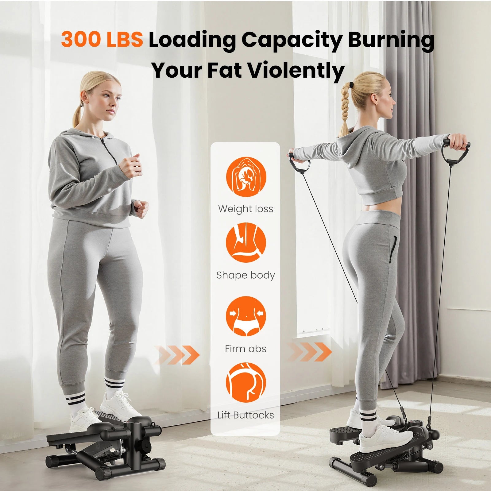 Mini Stepper With Resistance Bands 300 Lbs Capacity - Alice's Wellness Hub