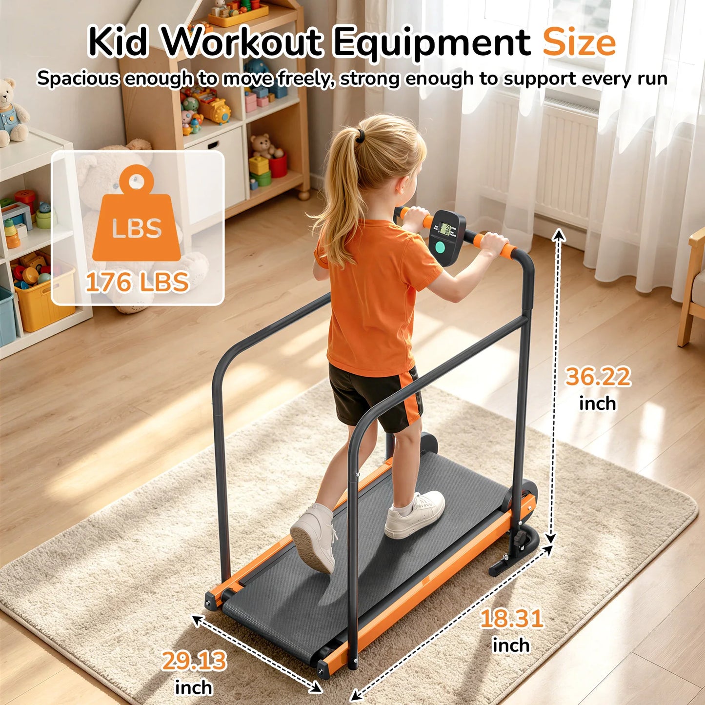 AKLUER Kids Walking Pad Treadmill Self Propelled Indoor Exercise