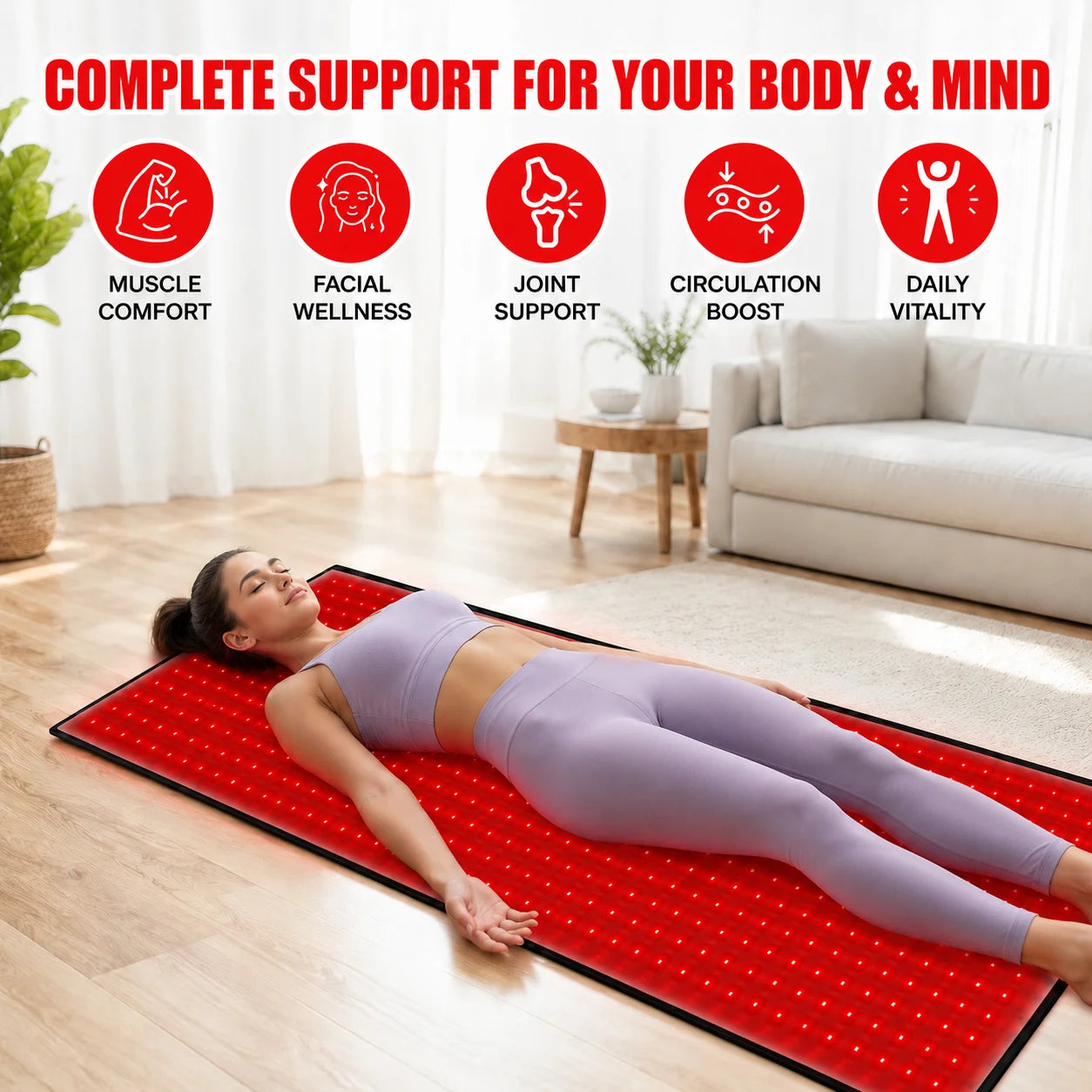 Red Light Therapy Mat 660nm And 850nm Pad With Timer