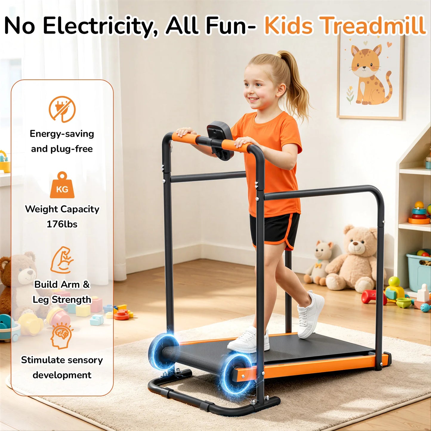 AKLUER Kids Walking Pad Treadmill Self Propelled Indoor Exercise