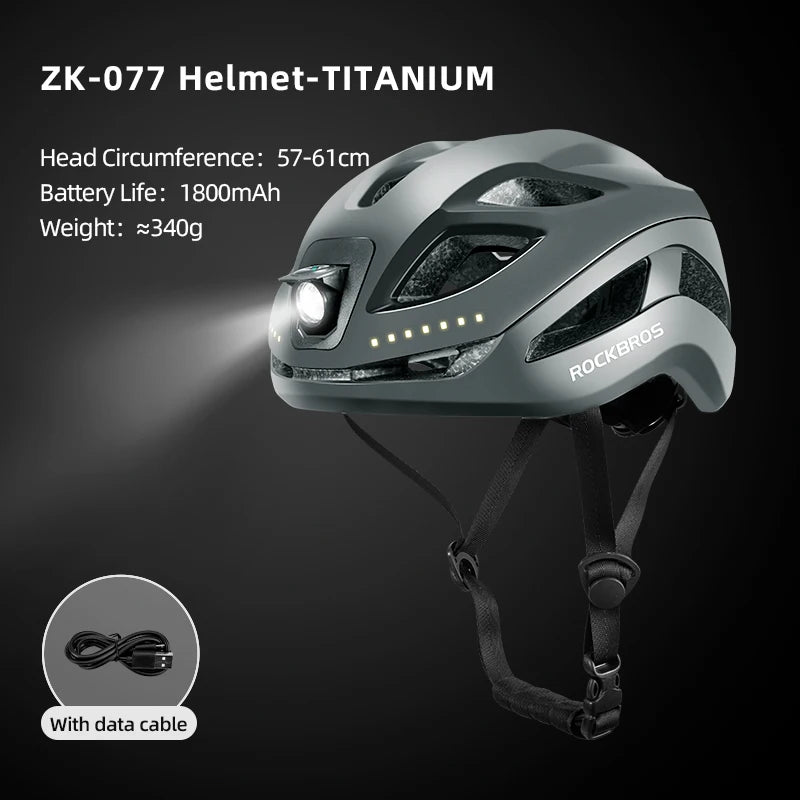 ROCKBROS Cycling Helmet Front Light Type-C Charging LED Safety