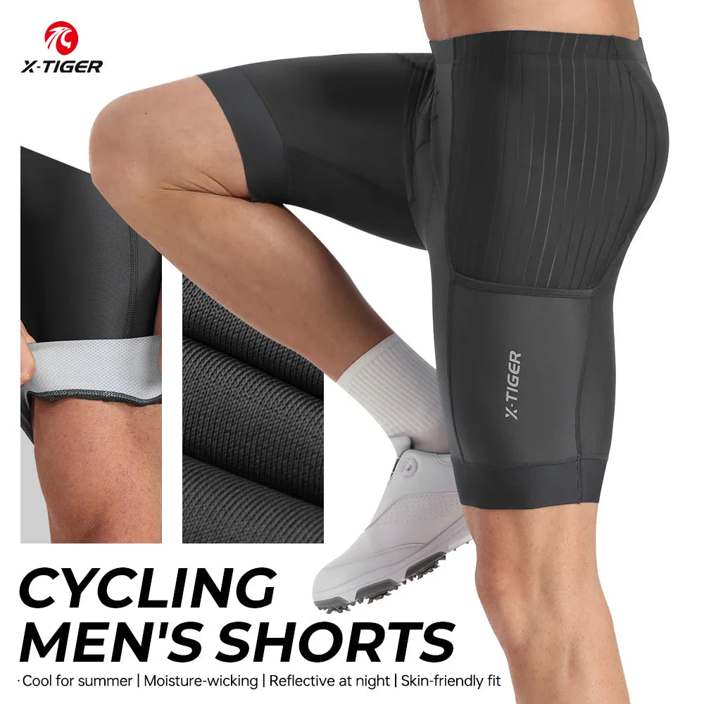 Xtiger Men Long Distance Cycling Shorts Quick Dry Shock Pad