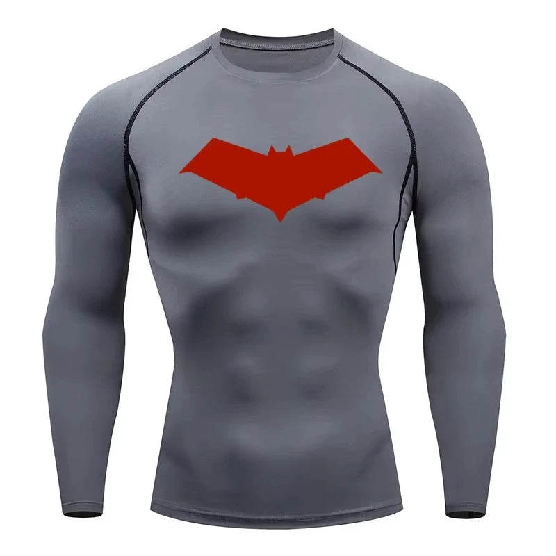Bat Print Quick Dry Compression Rash Guard Unisex Top