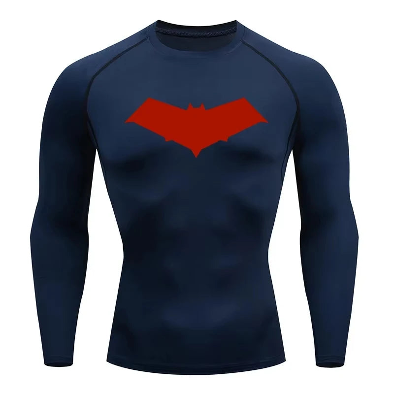 Bat Print Quick Dry Compression Rash Guard Unisex Top