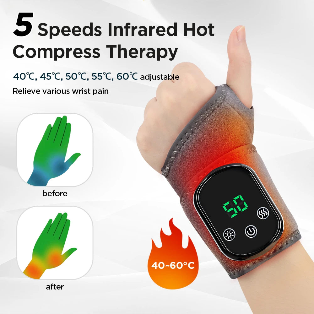 Agdoad Electric Heating Wrist Massager With Vibration For Carpal Tunnel Relief