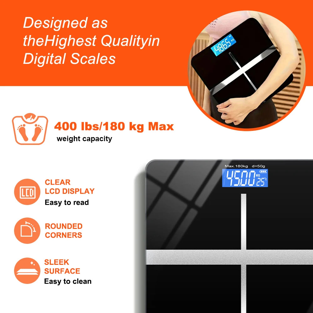 Premium Electronic Weight Scale With Tempered Glass And LCD Display